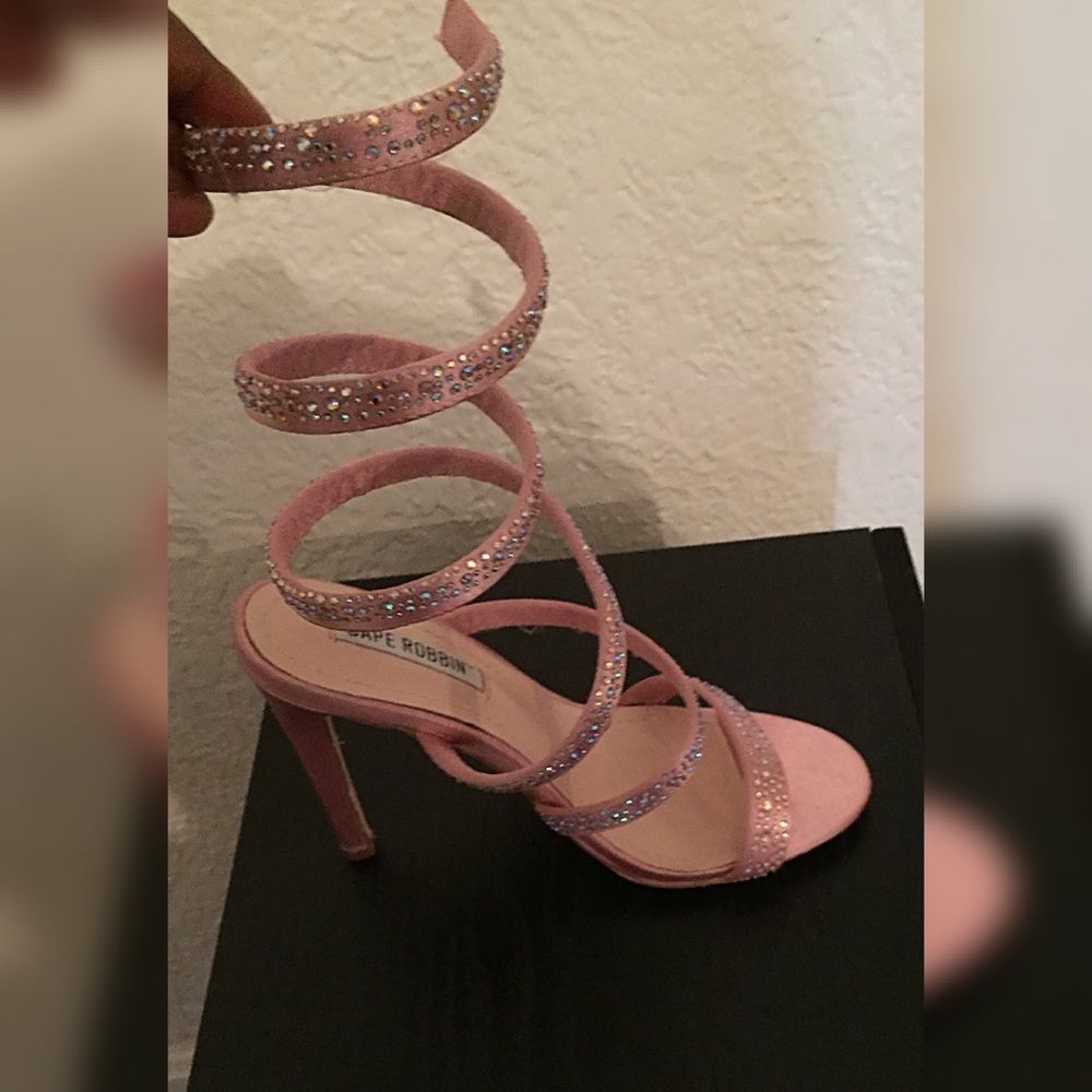 Mauve Formal Rhinestone Wrap Around Heels